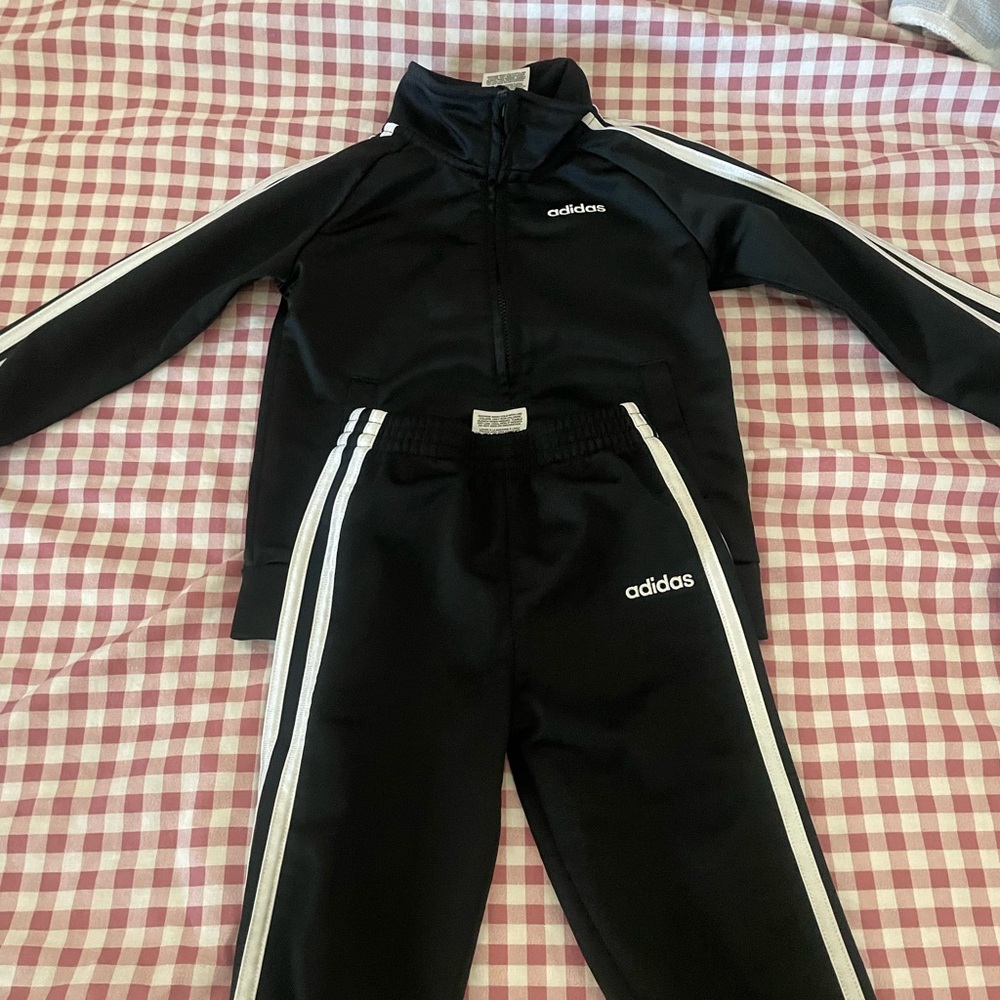 adidas Kids Black and White Track Set